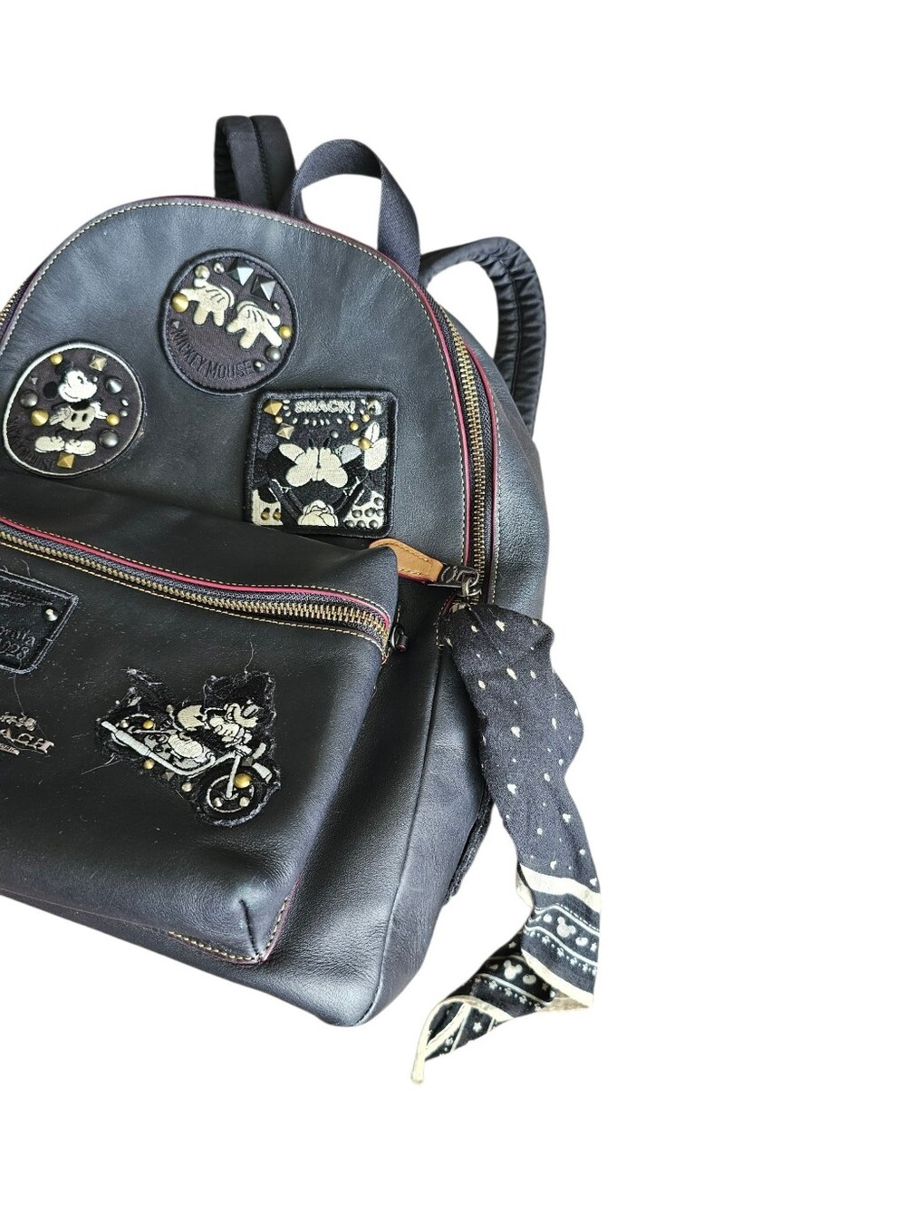 Retired Coach X Disney Mickey Mouse Patch Backpack Leather Black - Picture 4 of 10